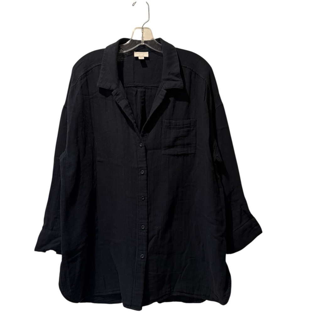 J.Jill Black Button-Up Shirt